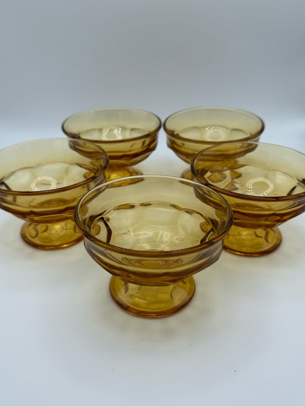 Viking Honey Gold Amber Glass Sherbet Bowl Set-5
